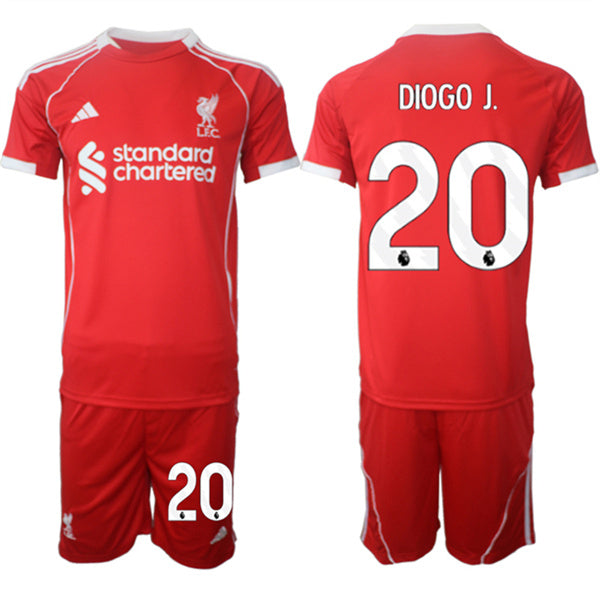 Diogo Jersey #20 Liverpool Red Home 2025 Soccer Suit