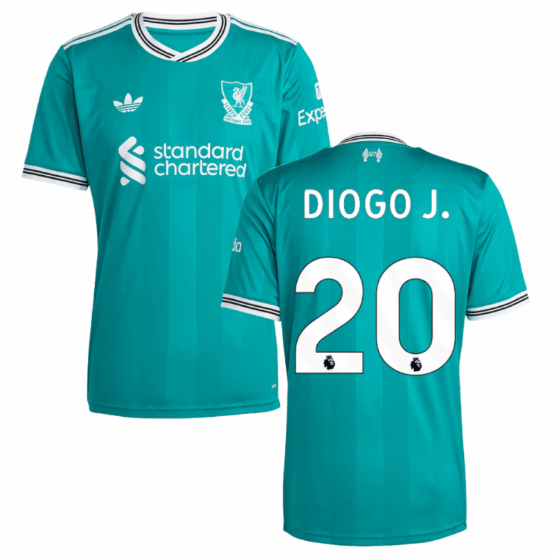 Diogo Jota 20 Liverpool 2025-26 Third Match Jersey – Aqua