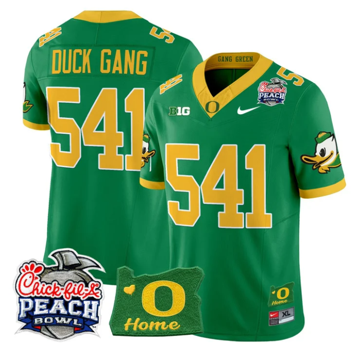 Duck Gang Jersey #541 Oregon Ducks 2026 Peach Bowl Oregon State Stitched Green