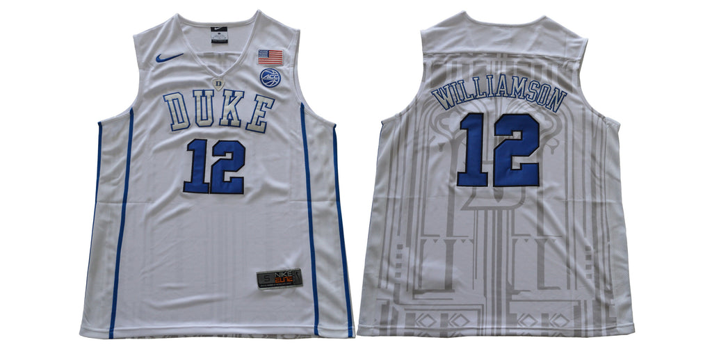 Duke Blue Devils #12 Williamson Basketball NCAA Basketball Jersey White