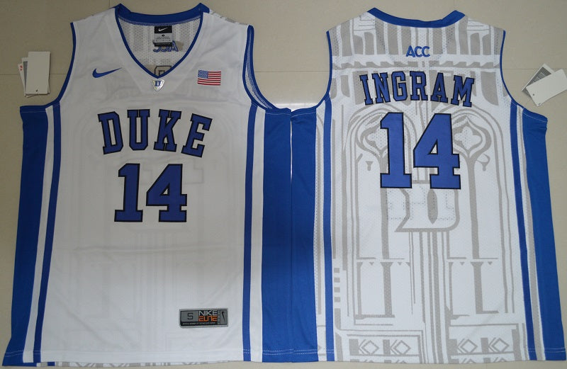 Duke Blue Devils #14 Brandon Ingram Basketball NCAA Basketball Jersey White Elite