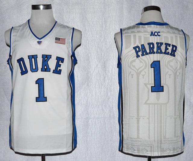 Duke Blue Devils #1 Jabari Parker Basketball NCAA Basketball Jersey White