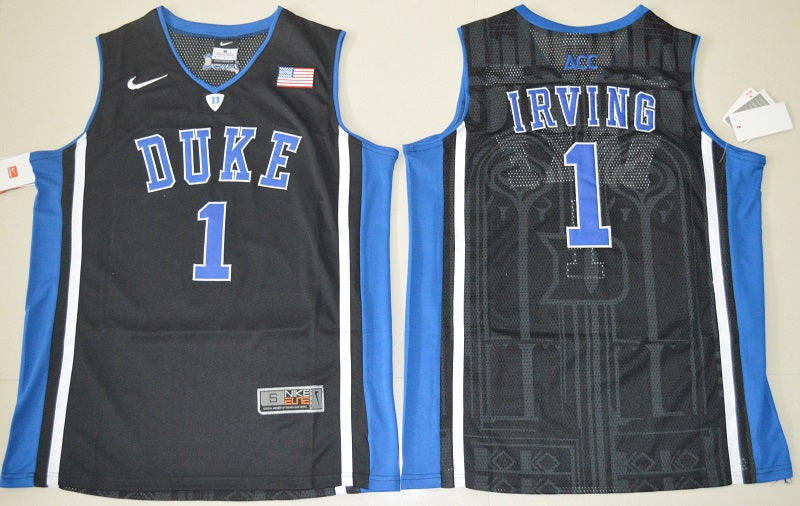 Duke Blue Devils #1 Kyrie Irving Basketball NCAA Basketball Jersey Black Elite