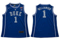Duke Blue Devils #1 Williamson Basketball NCAA Basketball Jersey Blue Round Neck
