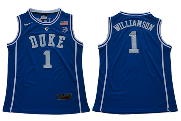 Duke Blue Devils #1 Williamson Basketball NCAA Basketball Jersey Blue Round Neck