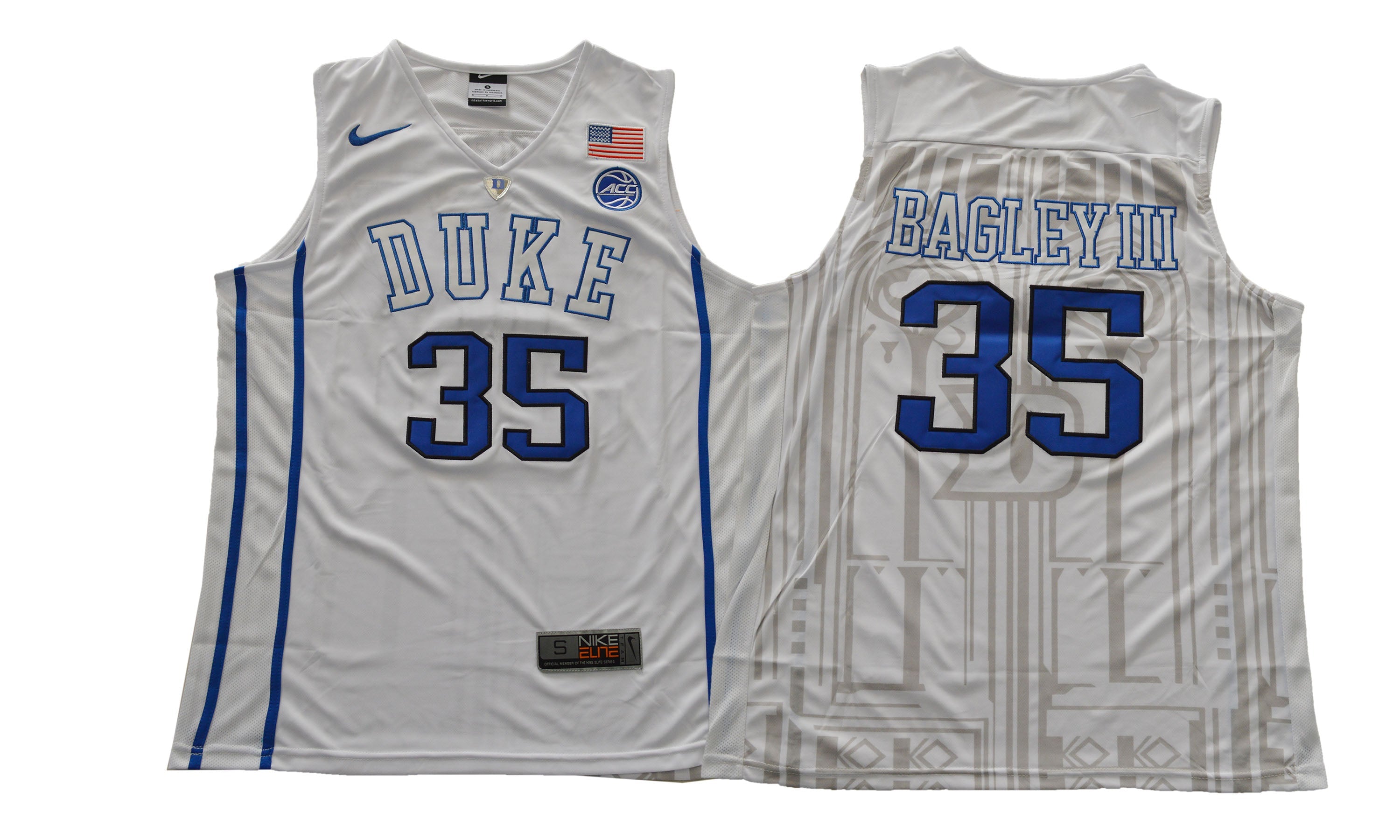 Duke Blue Devils #35 Bagley III Basketball NCAA Basketball Jersey White