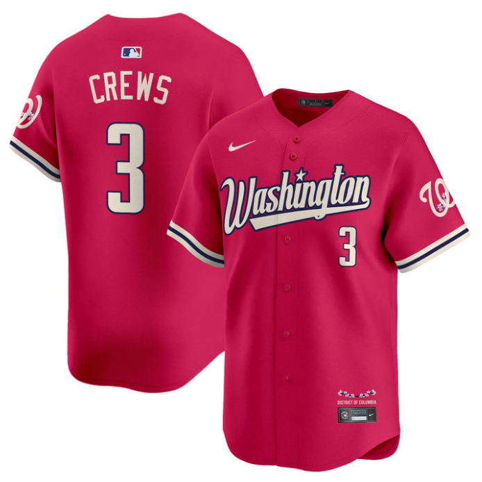 Dylan Crews Jersey #3 Washington Nationals Vapor Limited All Stitched
