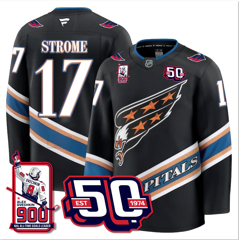 Dylan Strome Jersey #17 Washington Capitals 2025 Stitched Premium 900 GOALS