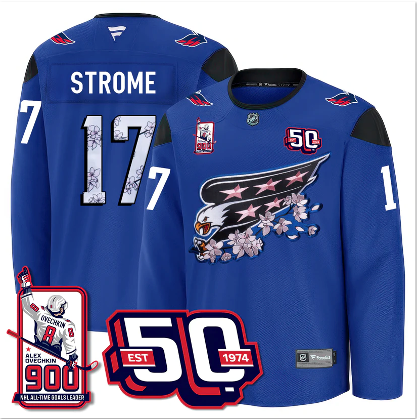 Dylan Strome Jersey #17 Washington Capitals 2025 Stitched Premium 900 GOALS