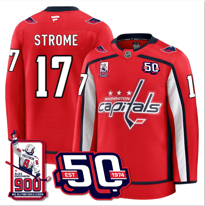 Dylan Strome Jersey #17 Washington Capitals 2025 Stitched Premium 900 GOALS