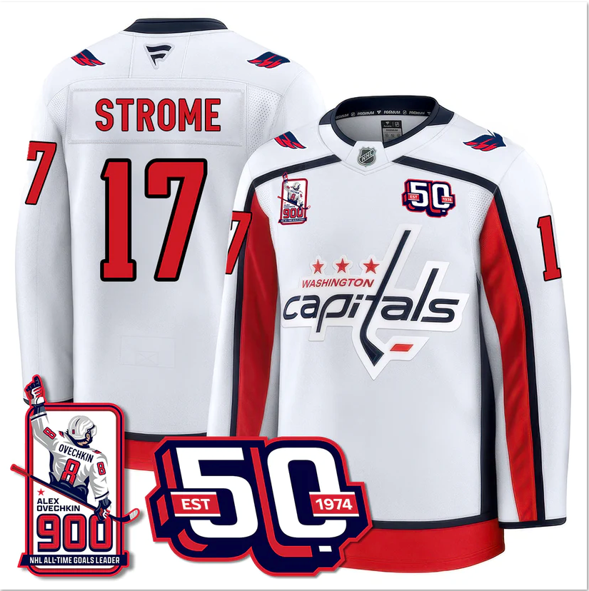 Dylan Strome Jersey #17 Washington Capitals 2025 Stitched Premium 900 GOALS