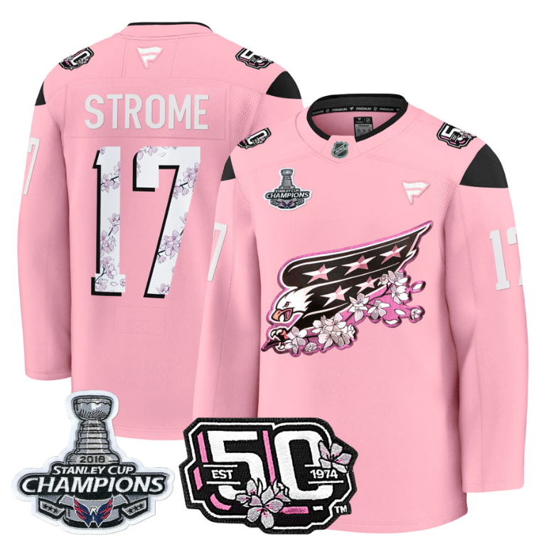 Dylan Strome Jersey #17 Washington Capitals 50th 2018 Stanley Cup Champions Patch