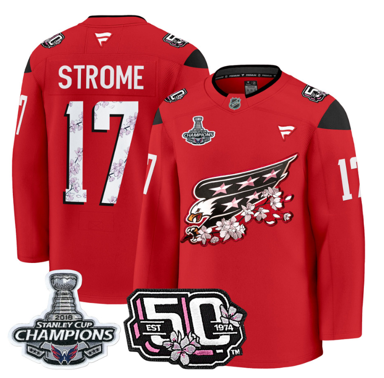 Dylan Strome Jersey #17 Washington Capitals 50th 2018 Stanley Cup Champions Patch