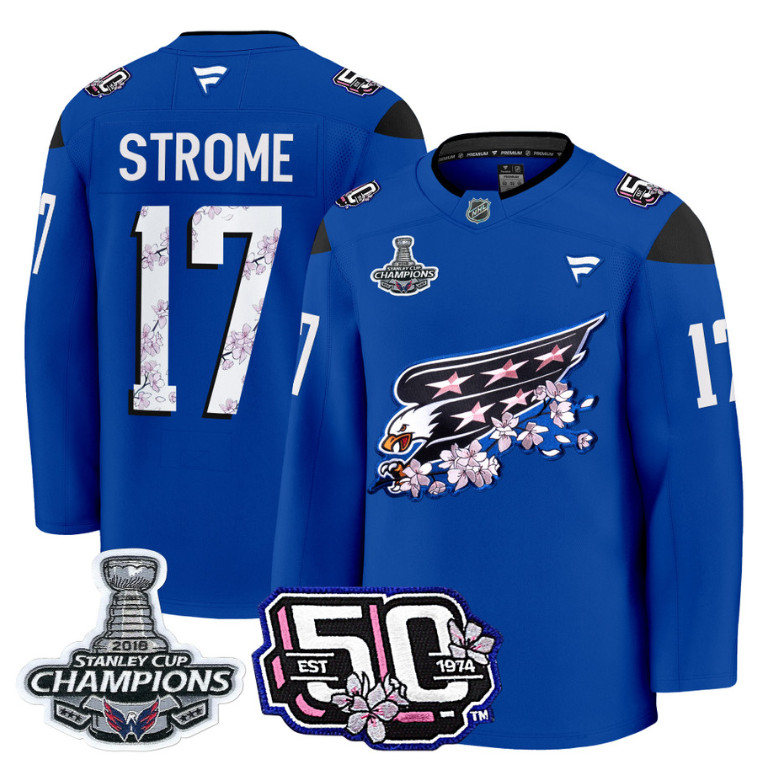Dylan Strome Jersey #17 Washington Capitals 50th 2018 Stanley Cup Champions Patch
