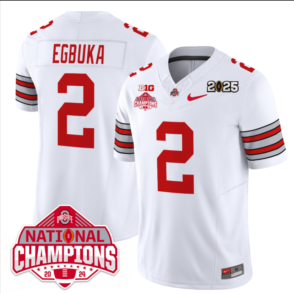 Emeka Egbuka Jersey #2 Ohio State 2025 CFP Patch National Champions