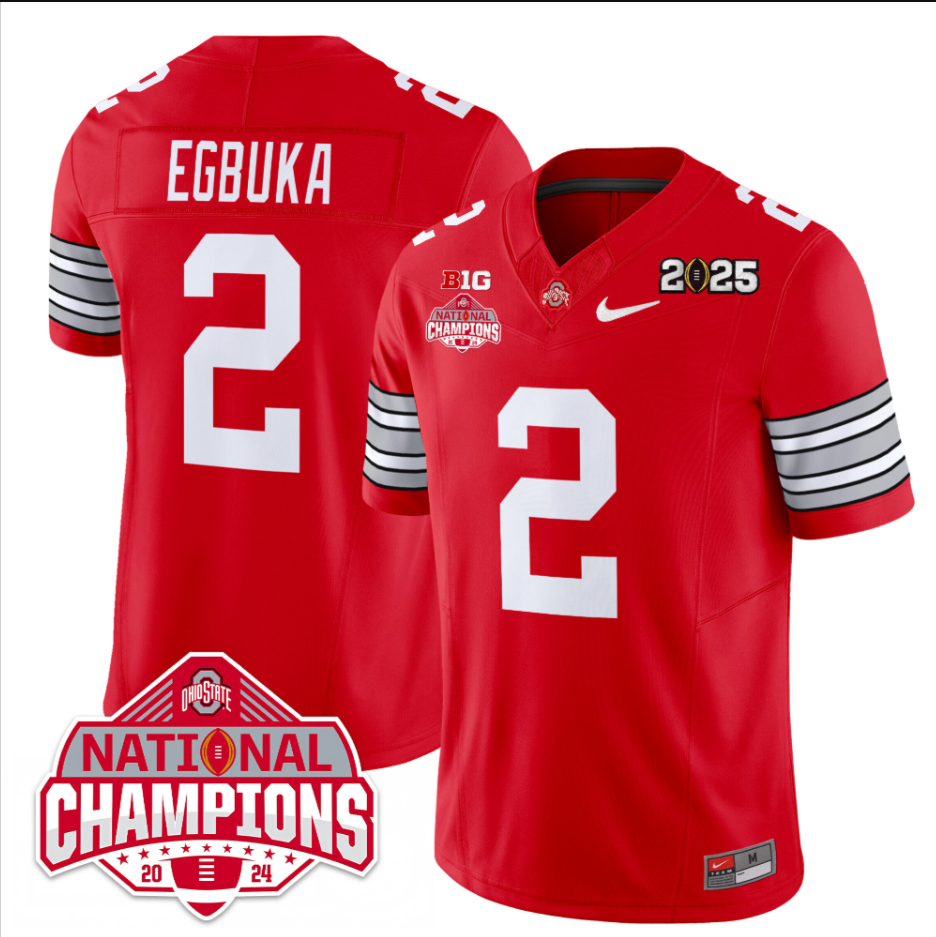 Emeka Egbuka Jersey #2 Ohio State 2025 CFP Patch National Champions