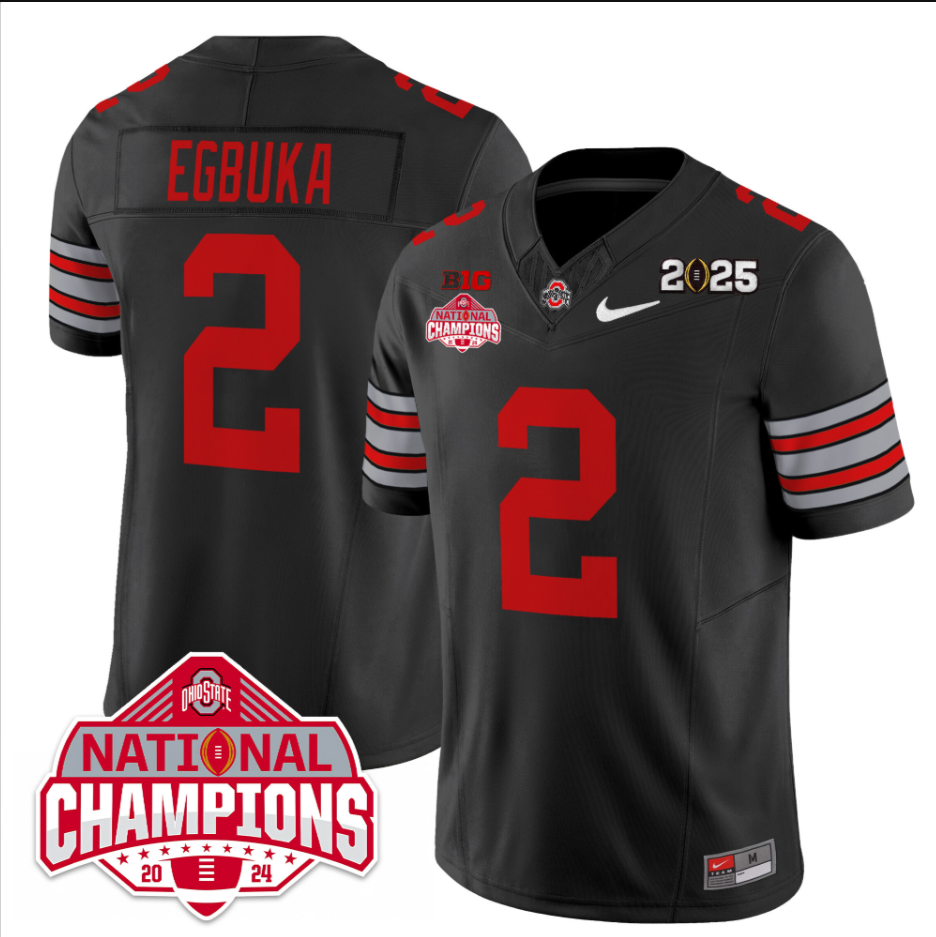 Emeka Egbuka Jersey #2 Ohio State 2025 CFP Patch National Champions