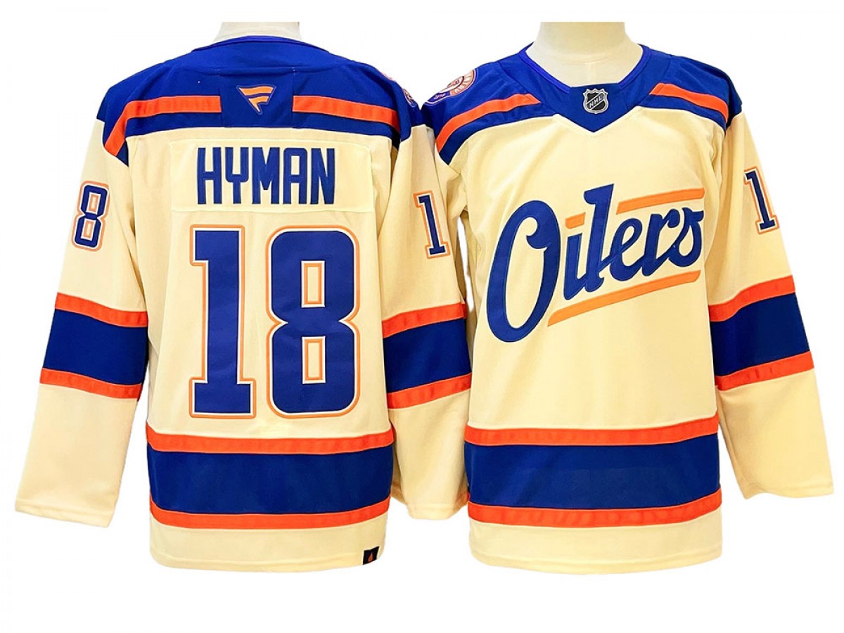 Edmonton Oilers #18 Zach Hyman Light Beige Alternate Jersey