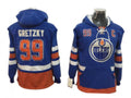 Edmonton Oilers #99 Wayne Gretzky One Front Pocket Pullover Hoodie - Blue