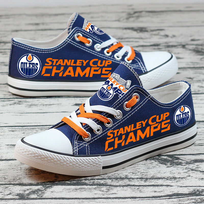 Edmonton Oilers Low Top Canvas Sport Sneakers Shoes For Men Women Fans