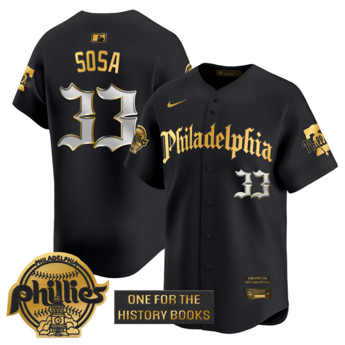 Edmundo Sosa Jersey #33 Phillies Retro Newspaper Edition Gold Vapor Premier Stitched