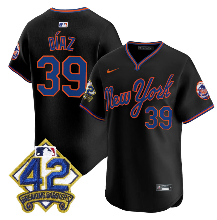 Edwin Díaz Jersey #39 New York Mets 2025 Jackie Robinson Patch Road Alternate Stitched