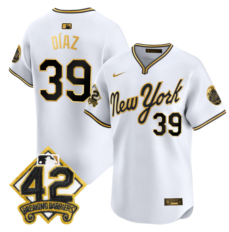 Edwin Díaz Jersey #39 New York Mets 2025 Jackie Robinson Patch Road Alternate Stitched