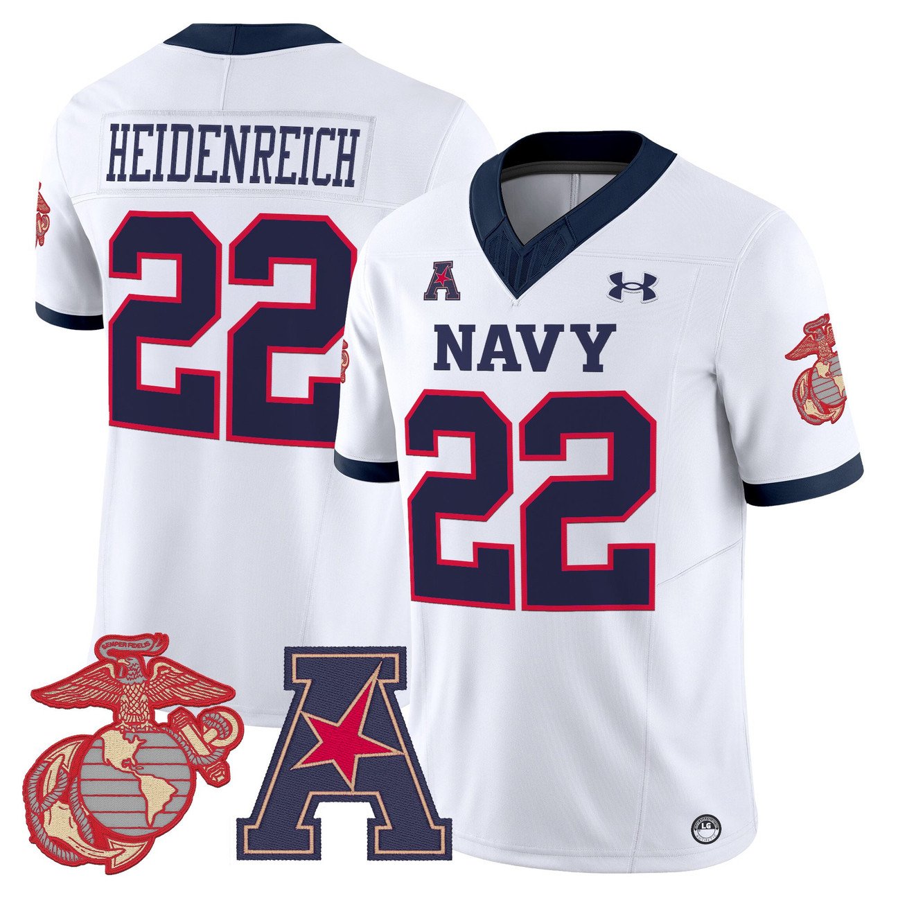 Eli Heidenreich Jersey #22 Navy Midshipmen Vapor USMC Premier Stitched