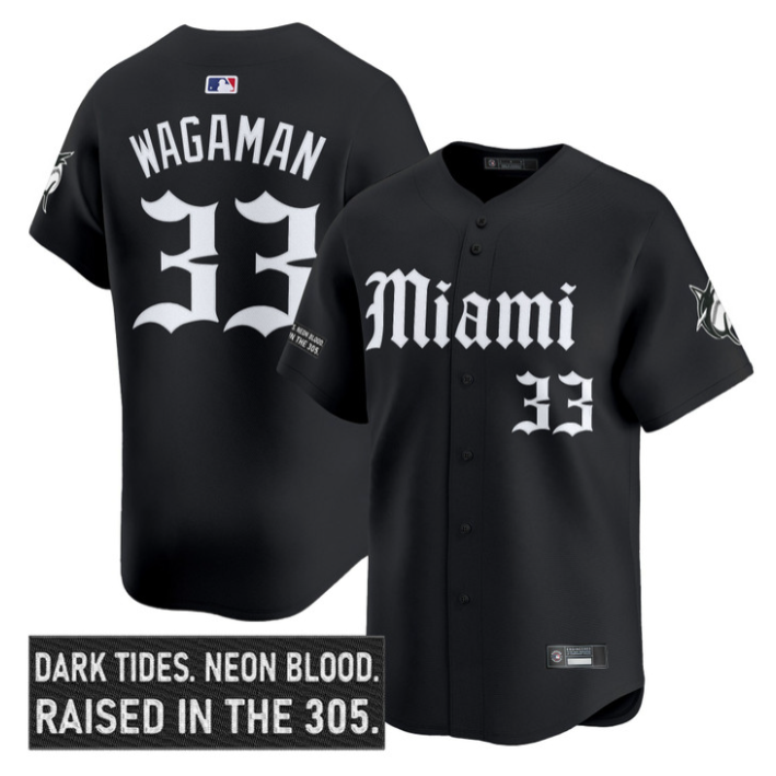 Eric Wagaman Jersey #33 Miami Marlins Gothic Vice Edition Stitched