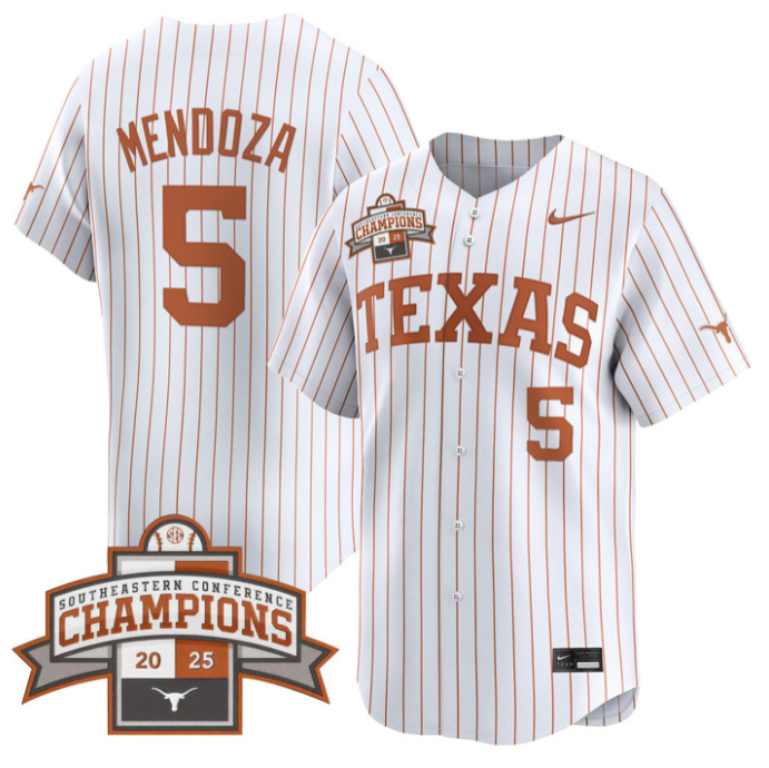 Ethan Mendoza Jersey #5 Texas Longhorns 2025 Southeastern Champions Vapor Stitched Texas