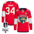 Evan Cormier 34 Florida Panthers 2025 STANLEY CUP Final Patch Home Men Jersey Red