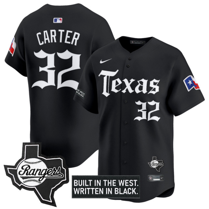 Evan Carter Jersey #32 Texas Rangers Gothic Frontier Edition Vapor Limited Stitched