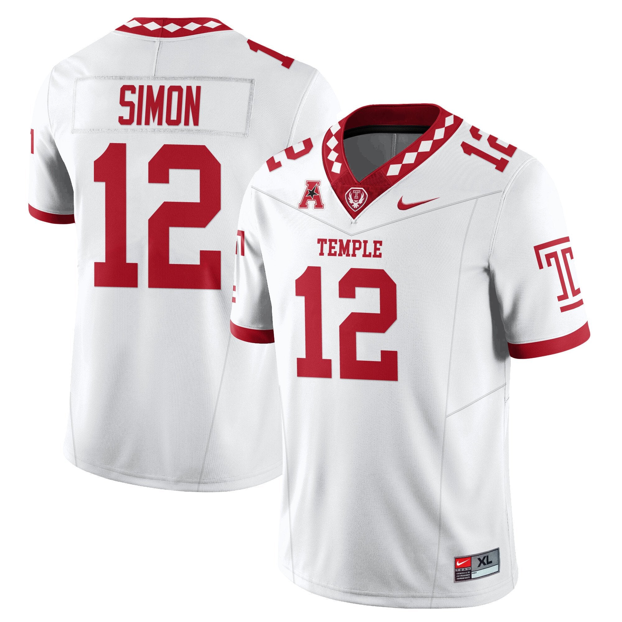 Evan Simon Jersey #12 Temple Football 2025 Vapor Limited Stitched