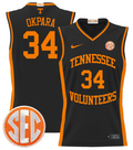 Felix Okpara Jersey #34 Tennessee Vols 2024 Lightweight Basketball Black