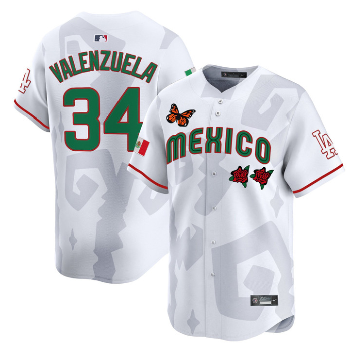 Fernando Valenzuela Jersey #34 2025 Mexican Heritage x Sentrock Vapor Limited Stitched