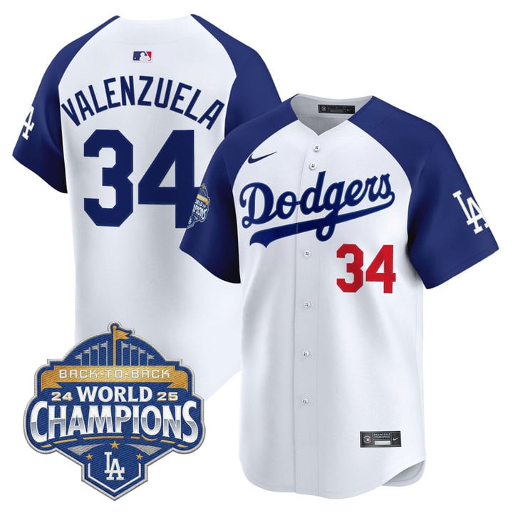 Fernando Valenzuela Jersey #34 Dodgers 2025 Back-To-Back Champions