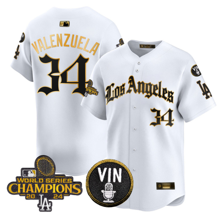 Fernando Valenzuela Jersey #34 Dodgers 2025 LA Gothic Style Stitched