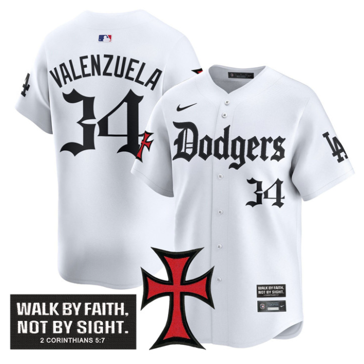 Fernando Valenzuela Jersey #34 Dodgers Faith Glory Edition Vapor Premier Limited Stitched