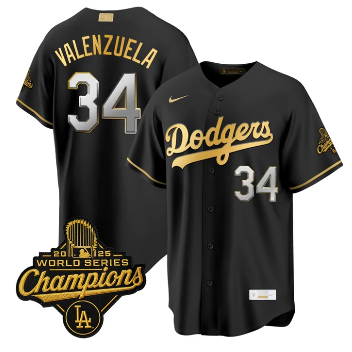 Fernando Valenzuela Jersey #34 Dodgers Gold Collection Premier Stitched