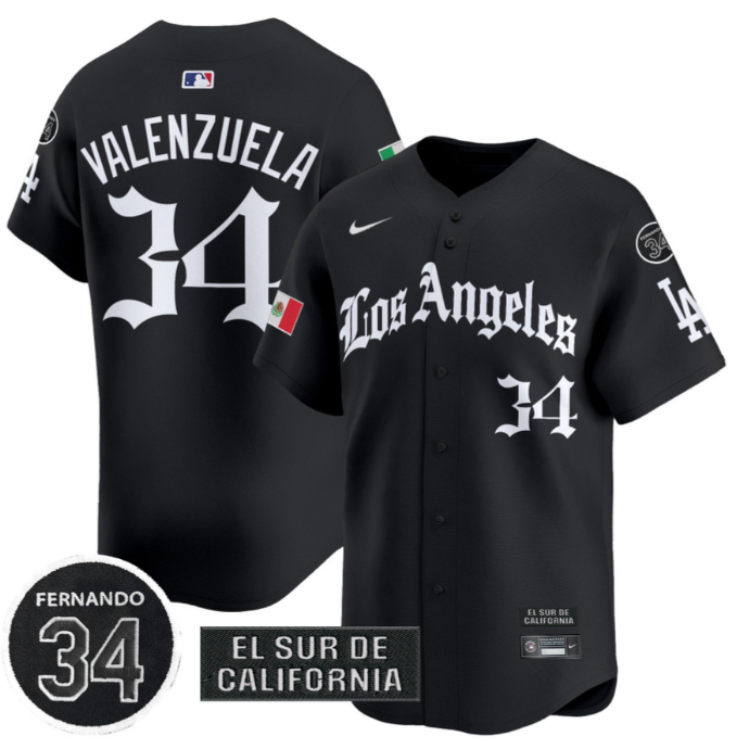Fernando Valenzuela Jersey #34 Dodgers Mexico 2025 LA Gothic Style Patch Limited Stitched