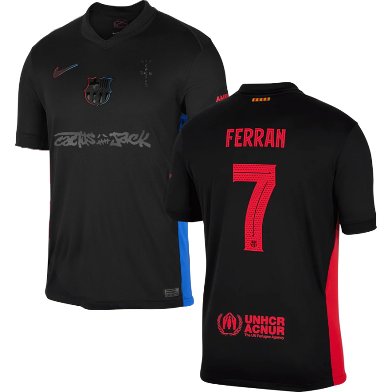 Ferran Torres #7 Barcelona x Travis Scott 2025 Away Jersey – Black