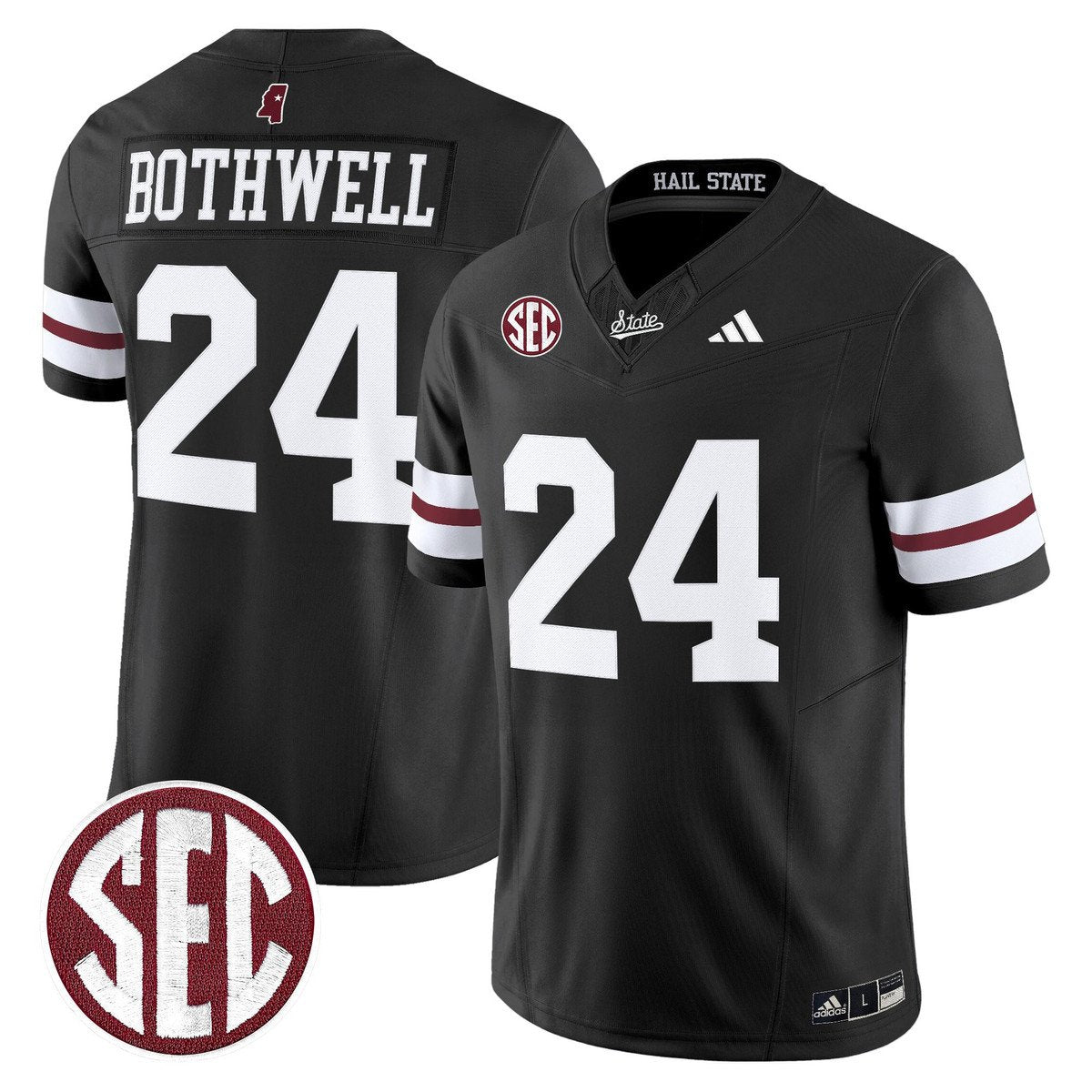 Fluff Bothwell Jersey #24 Mississippi State Bulldogs Dark Mode