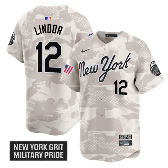 Francisco Lindor Jersey #12 New York Mets 2025 Armed Forces Day Vapor Stitched