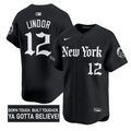 Francisco Lindor Jersey #12 New York Mets Gothic Borough Edition Stitched