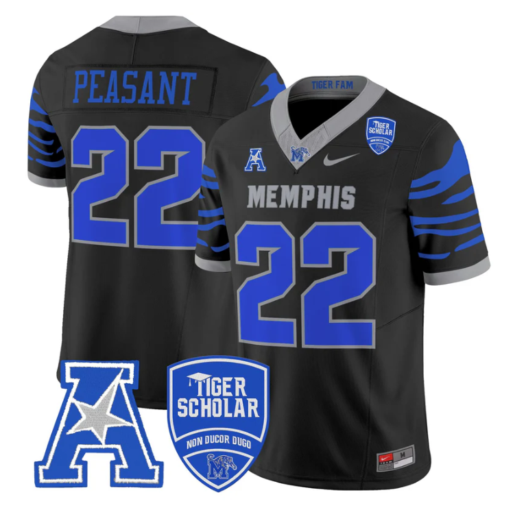 Frank Peasant Jersey #22 Memphis Tigers 2025 Vapor Limited Stitched Black