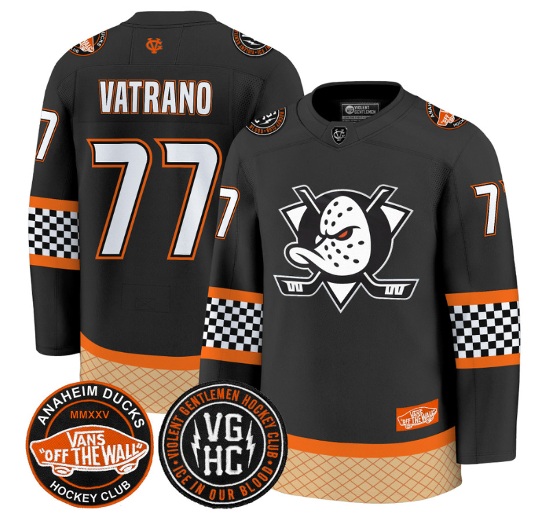 Frank Vatrano Jersey #77 Anaheim Ducks Checkerboard 2025 Premium Stitched