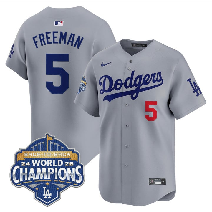 Freddie Freeman Jersey #5 Dodgers 2025 Back-To-Back Champions Stitched