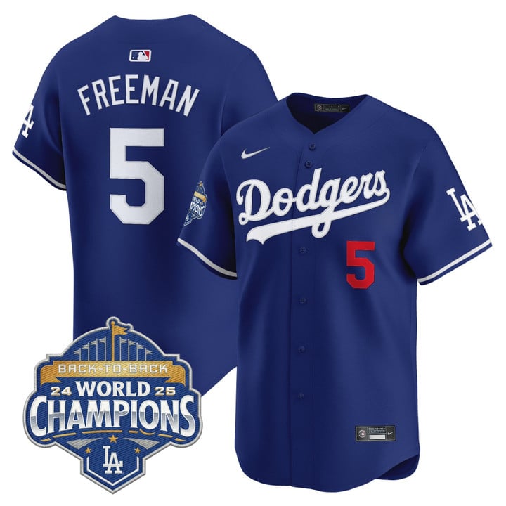 Freddie Freeman Jersey #5 Dodgers 2025 Back-To-Back Champions Stitched