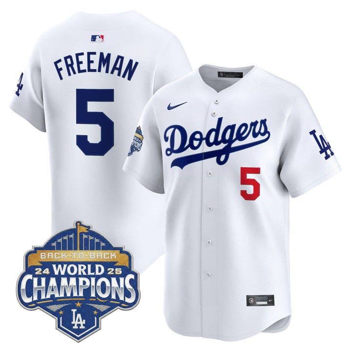 Freddie Freeman Jersey #5 Dodgers 2025 Back-To-Back Champions Stitched