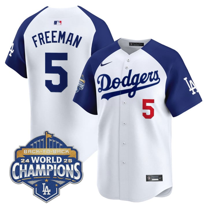 Freddie Freeman Jersey #5 Dodgers 2025 Back-To-Back Champions Stitched
